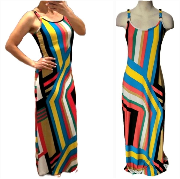 Cache Dresses & Skirts - Cachè Colorblock Striped Maxi Dress